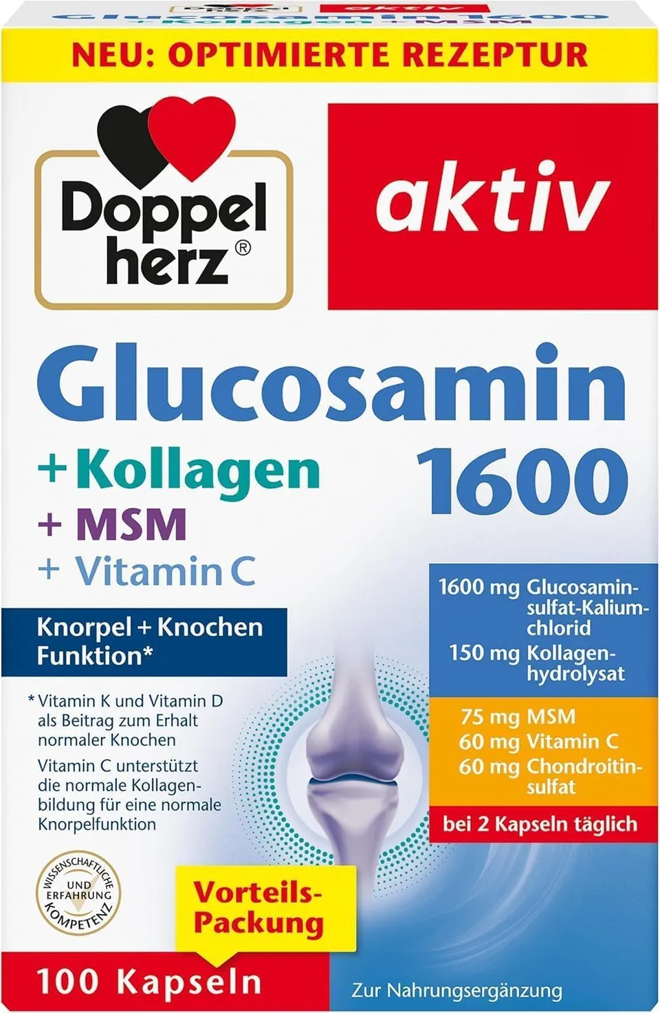 doppelherz-glucosamin-1600-kollagen-msm-vitamin-c-100-kapseln image 1