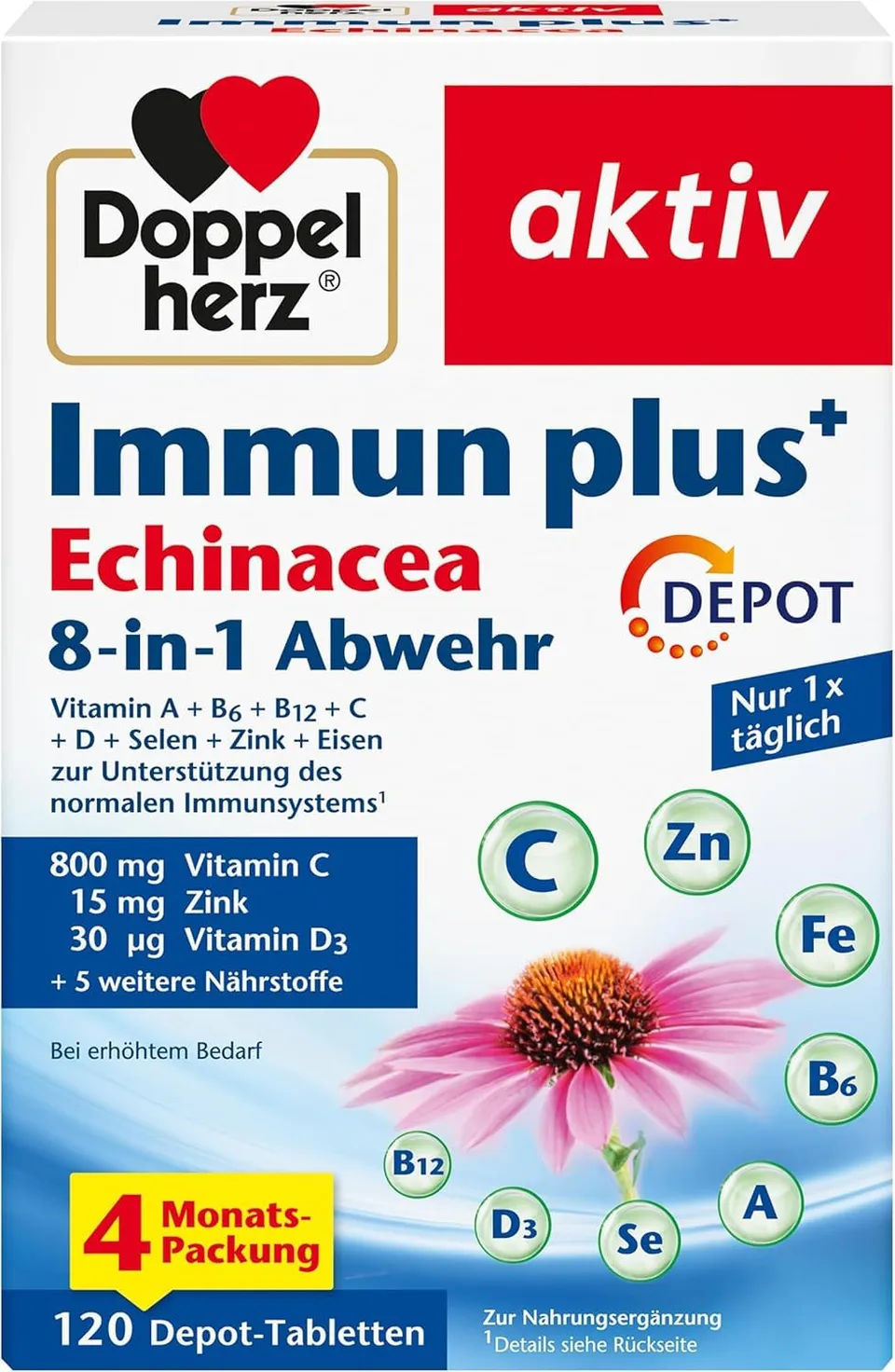 doppelherz-immun-plus-echinacea-8-in-1-abwehr-depot-120-tabletten image 1