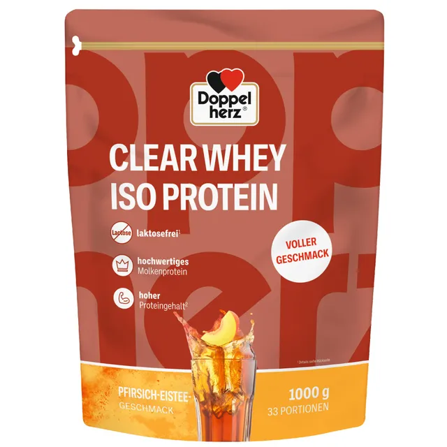 doppelherz-clear-whey-iso-protein-pfirsich-eistee-1000g image 1