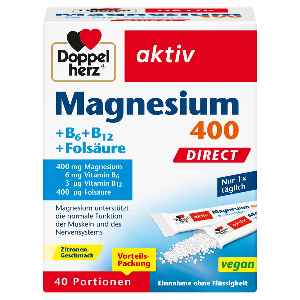 doppelherz-magnesium-400-b6-b12-fols-ure-direct-40-portionen image 1