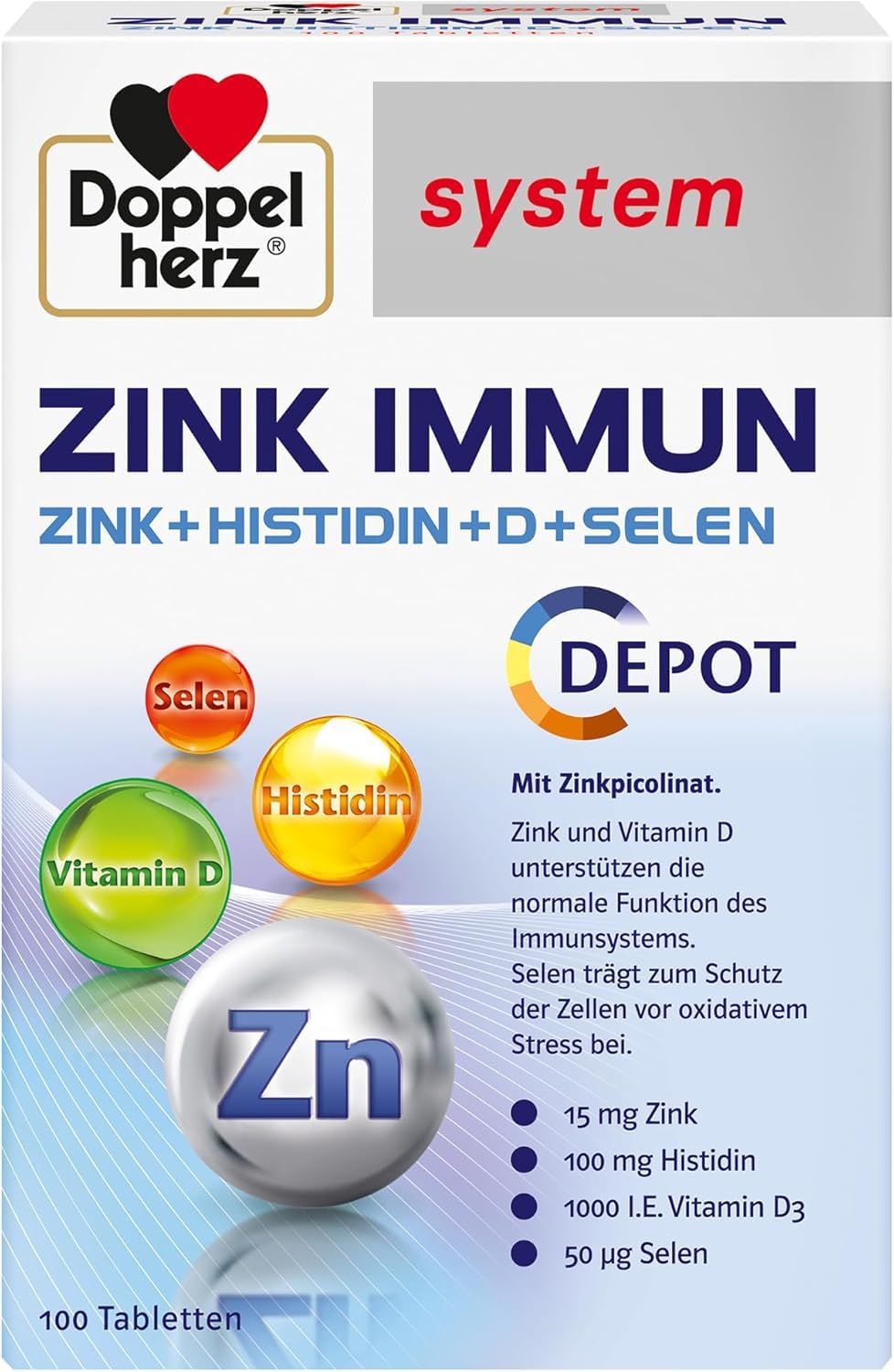 doppelherz-system-zink-immun-depot-histidin-vitamin-d-selen-100-tabletten image 1