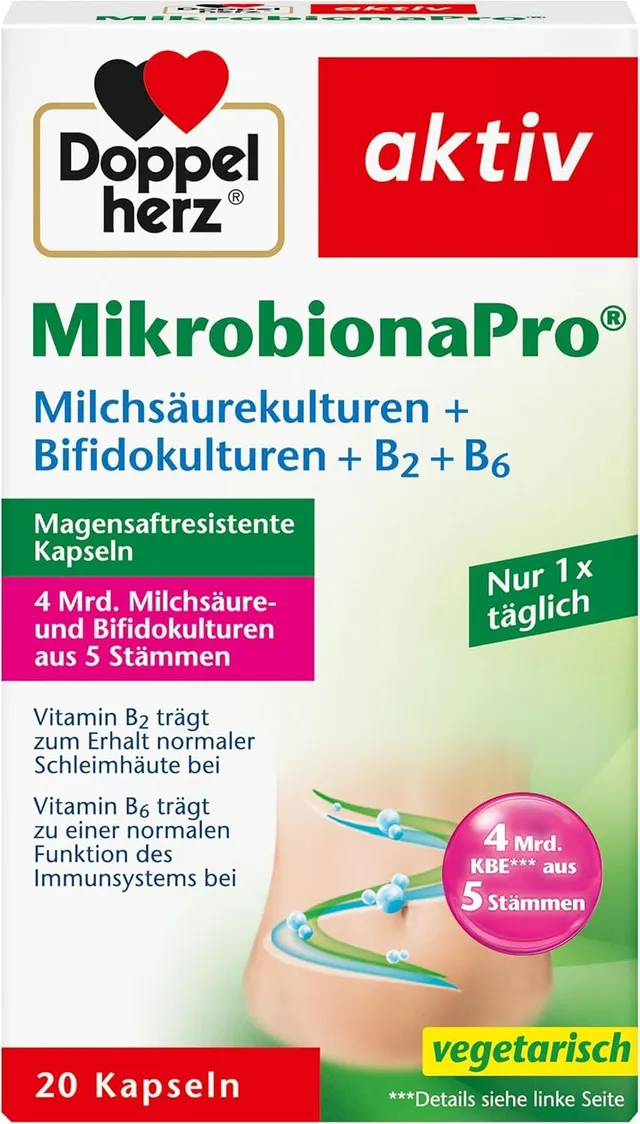 doppelherz-mikrobionapro-milchs-urekulturen-b2-b6-20-kapseln image 1