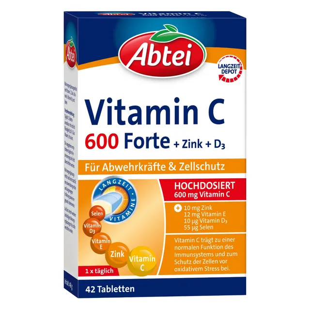 abtei-vitamin-c-600-forte-depot-mit-zink-d3-42-tabletten image 1